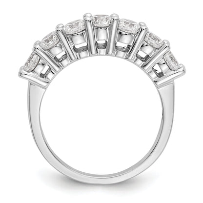 14K Weißgold Ring mit 7 Diamanten in Krappenfassung, 1,4K Diamant im Rundschliff