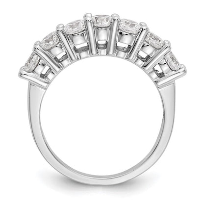 14K Weißgold Ring mit 7 Diamanten in Krappenfassung, 1,4K Diamant im Rundschliff