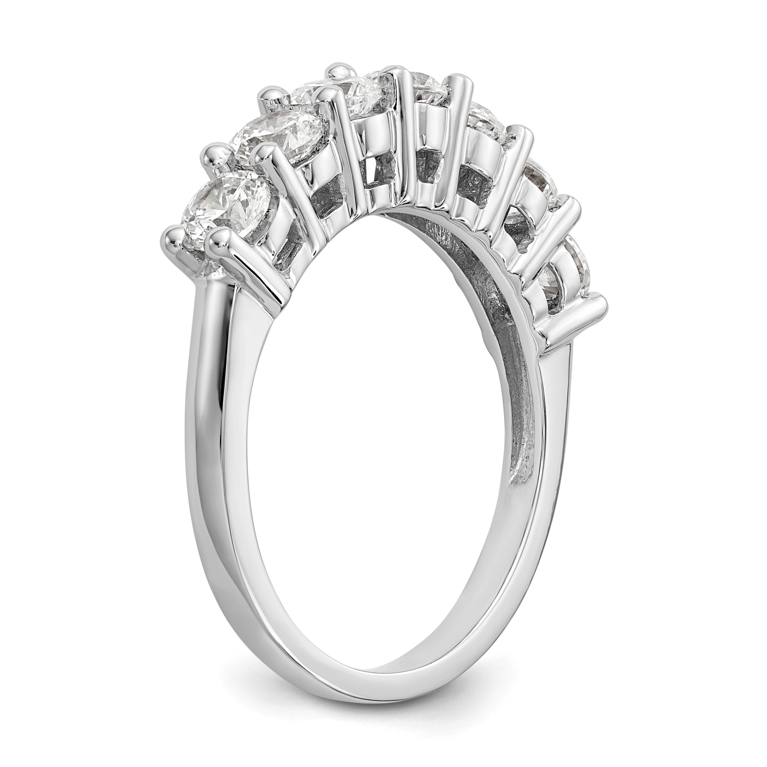 14K Weißgold Ring mit 7 Diamanten in Krappenfassung, 1,4K Diamant im Rundschliff
