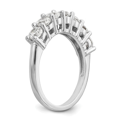 14K Weißgold Ring mit 7 Diamanten in Krappenfassung, 1,4K Diamant im Rundschliff