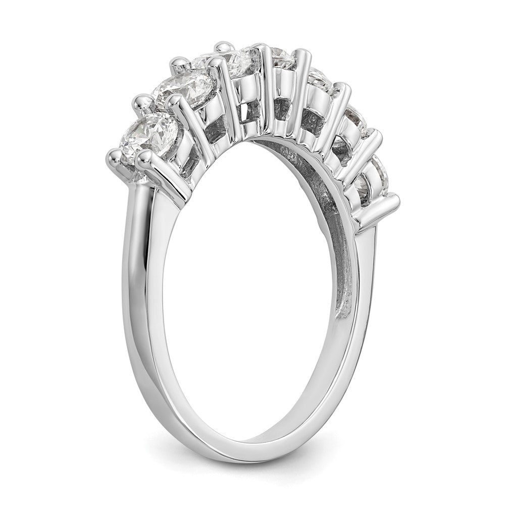 14K Weißgold Ring mit 7 Diamanten in Krappenfassung, 1,4K Diamant im Rundschliff