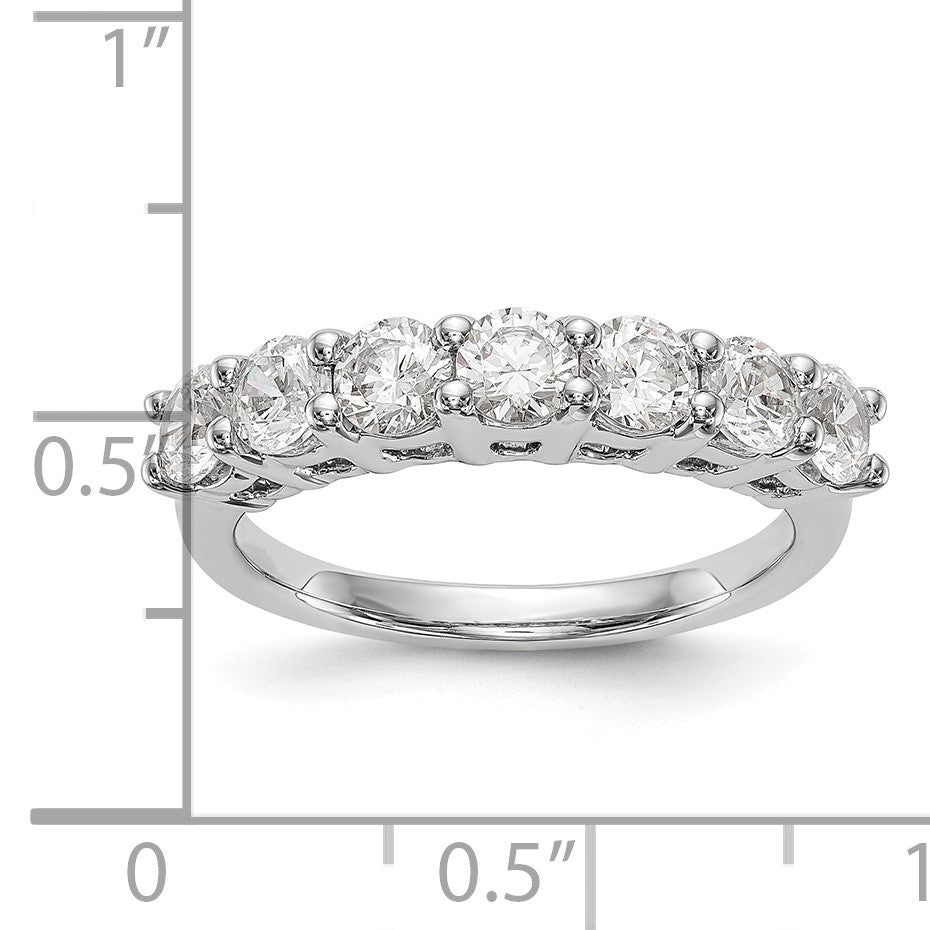 14K Weißgold Ring mit 7 Diamanten in Krappenfassung, 1,4K Diamant im Rundschliff