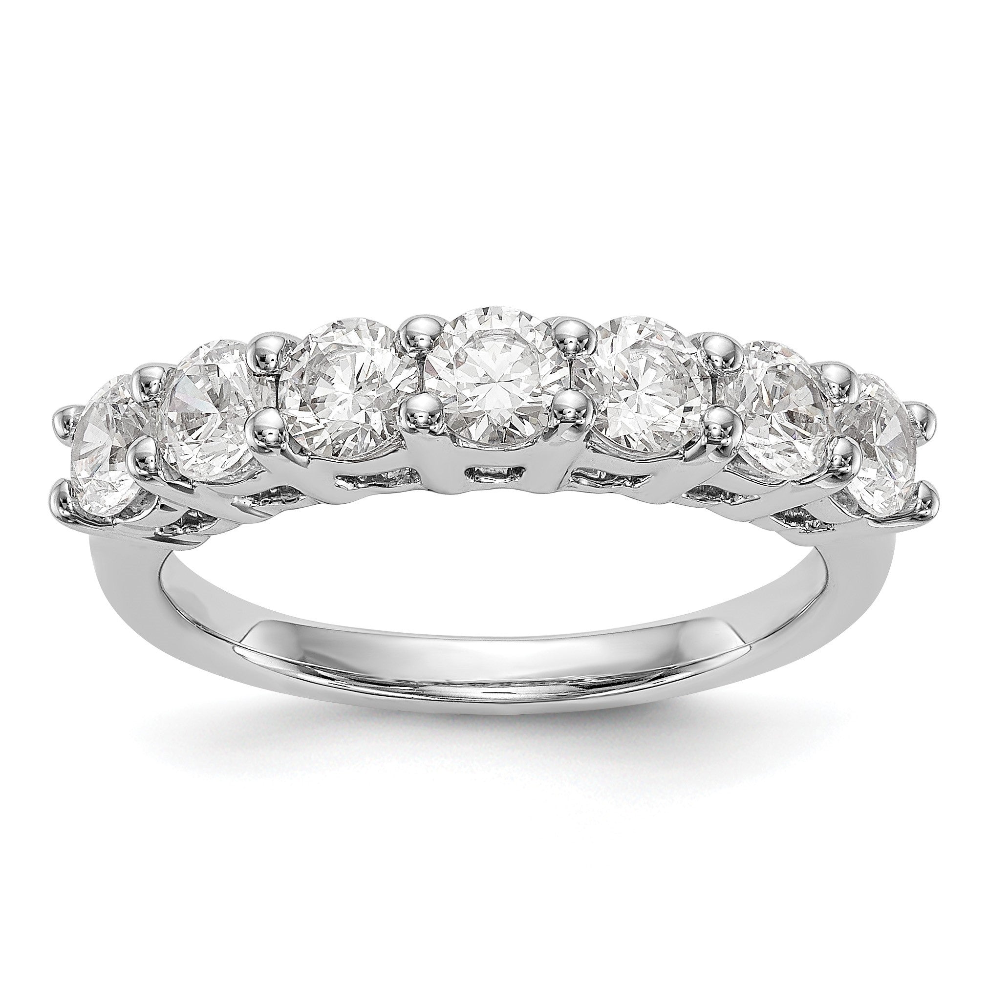 14K Weißgold Ring mit 7 Diamanten in Krappenfassung, 1,4K Diamant im Rundschliff