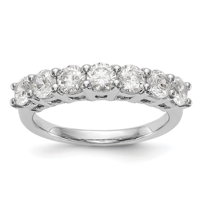 14K Weißgold Ring mit 7 Diamanten in Krappenfassung, 1,4K Diamant im Rundschliff