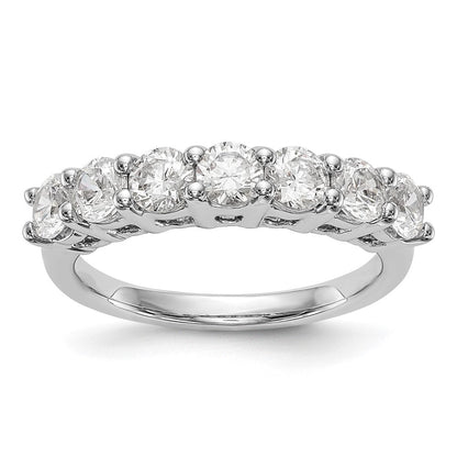 14K Weißgold Ring mit 7 Diamanten in Krappenfassung, 1,4K Diamant im Rundschliff
