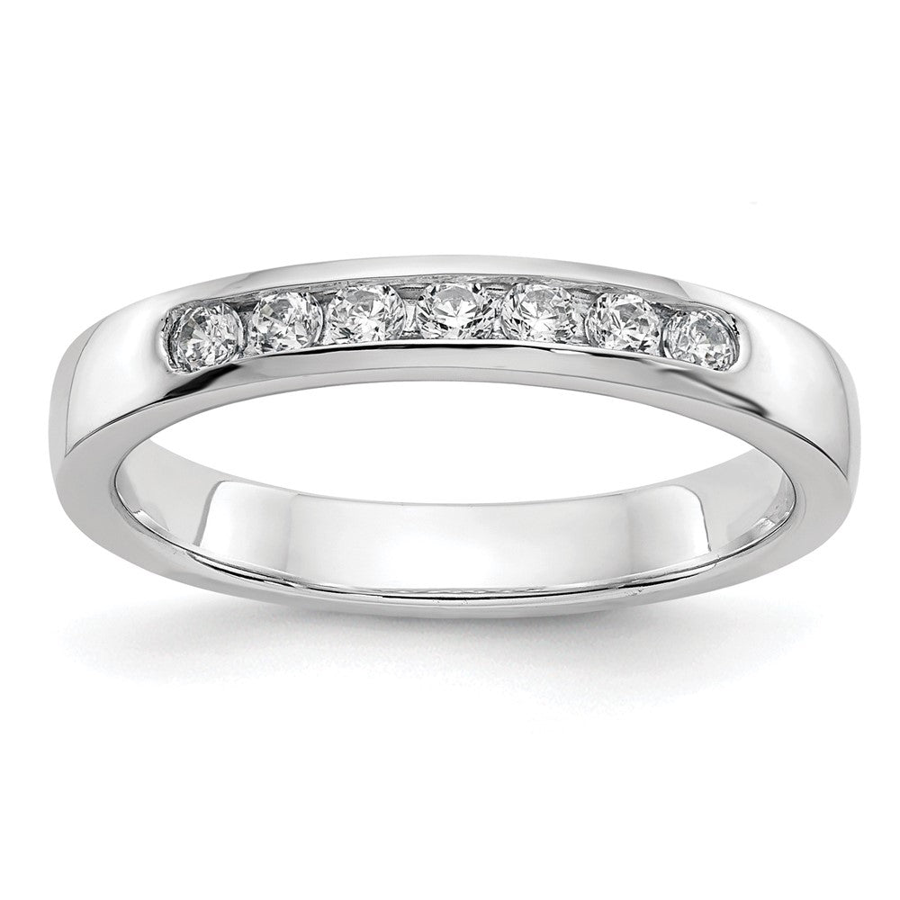 14K Weißgold Ehering mit 7 Diamanten in Kanalfassung