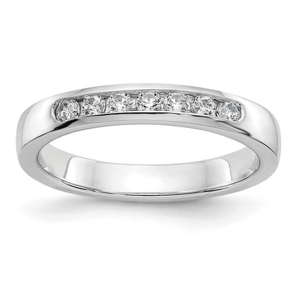 14K Weißgold Ehering mit 7 Diamanten in Kanalfassung