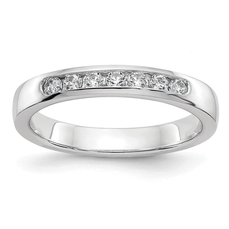 14K Weißgold Ehering mit 7 Diamanten in Kanalfassung