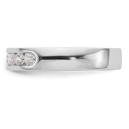 14K Weißgold Ehering mit 7 Diamanten in Kanalfassung