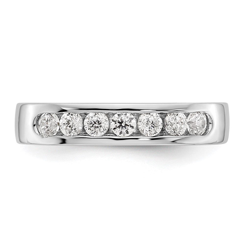 14K Weißgold Ehering mit 7 Diamanten in Kanalfassung