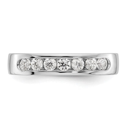 14K Weißgold Ehering mit 7 Diamanten in Kanalfassung