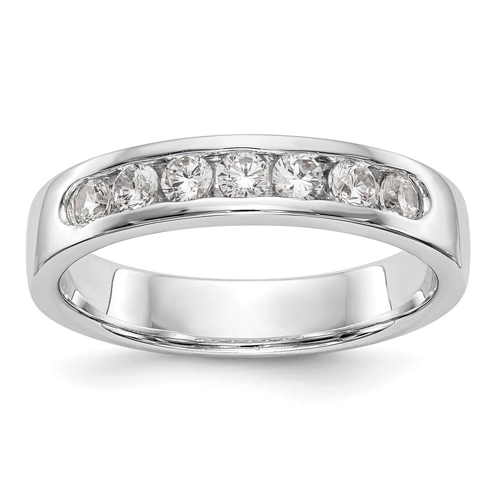 14K Weißgold Ehering mit 7 Diamanten in Kanalfassung