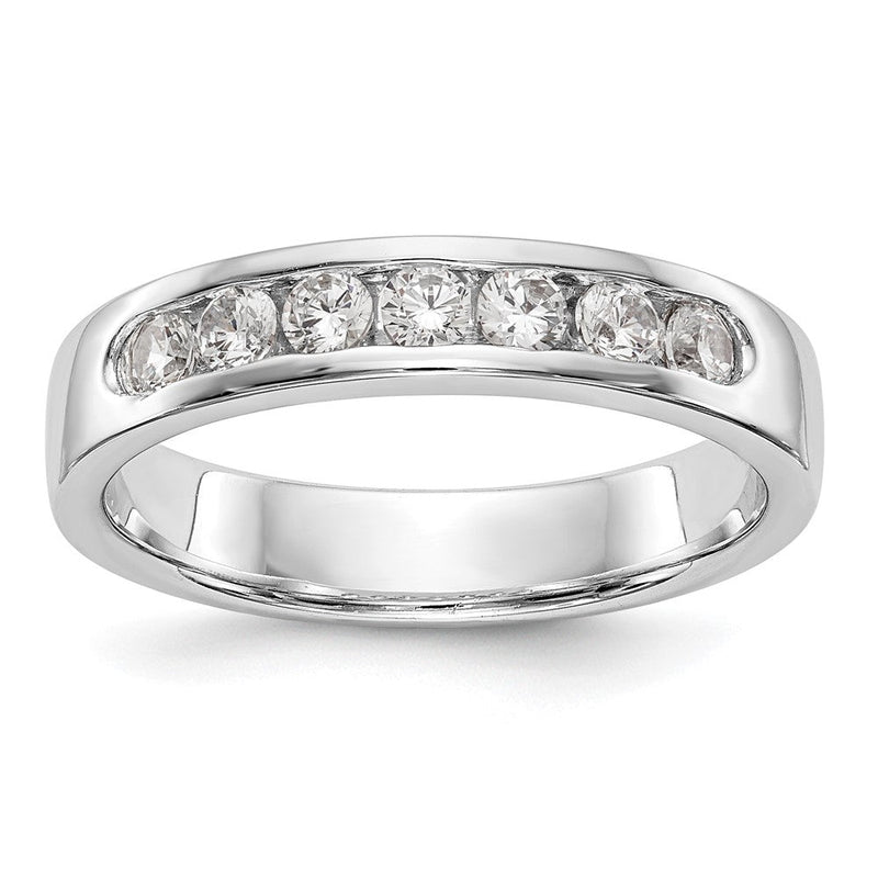 14K Weißgold Ehering mit 7 Diamanten in Kanalfassung
