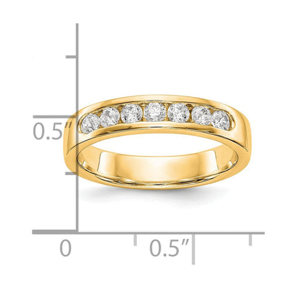 14K Gelbgold Ring mit 7 Diamanten in Kanalfassung