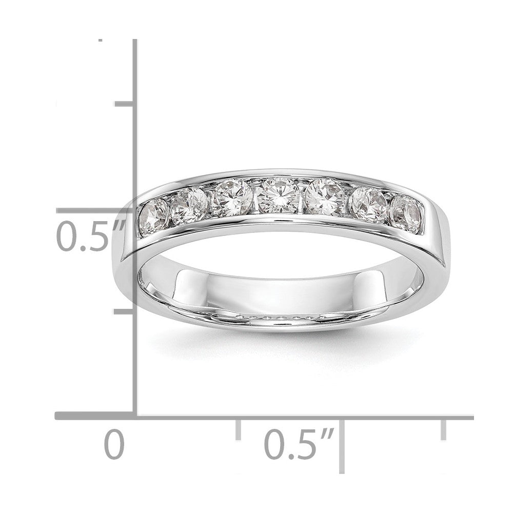 14K Weißgold Ring mit 7 Steinen und 0,5K runden Diamanten in Kanalfassung