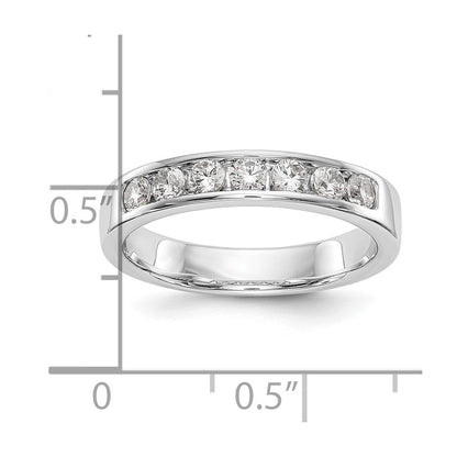 14K Weißgold Ring mit 7 Steinen und 0,5K runden Diamanten in Kanalfassung