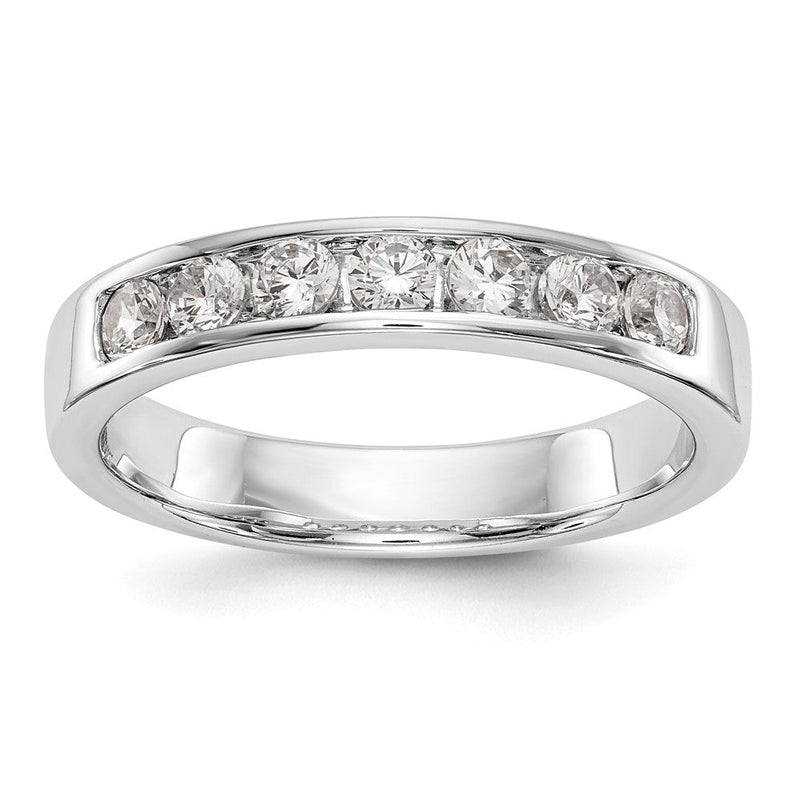 Ehering aus 14K Weißgold mit 7 natürlichen Diamanten in Kanalfassung