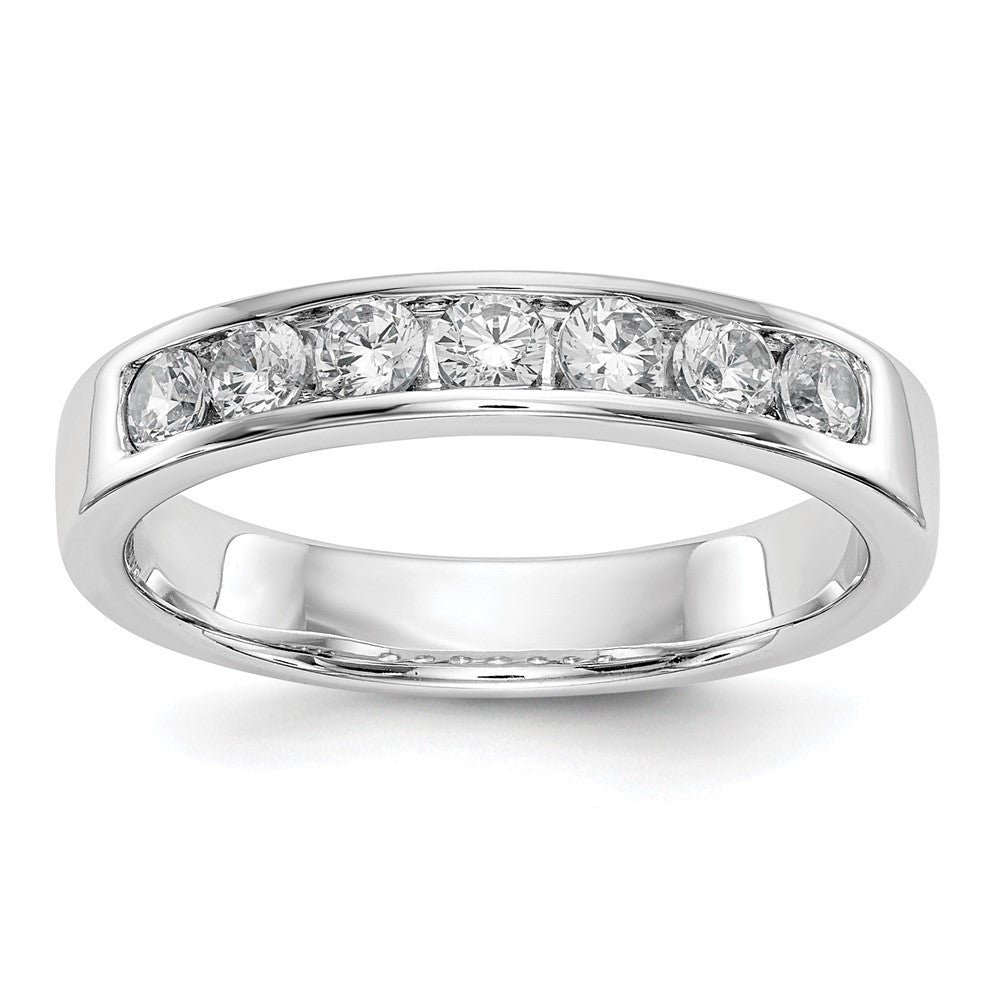 14K Weißgold 7 Stein Diamant Kanalfassung Ring