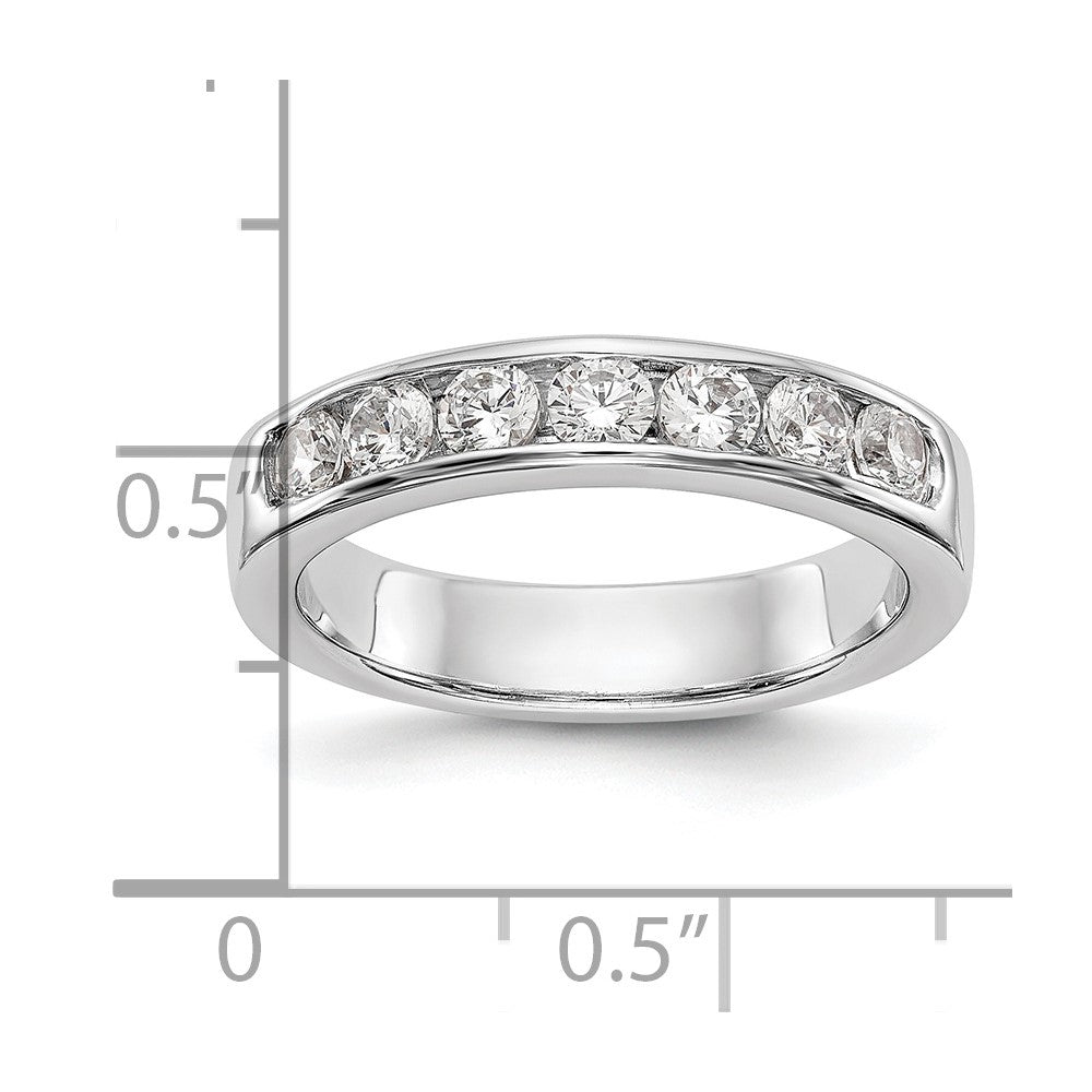 14K Weißgold Ehering mit 7 Diamanten in Kanalfassung, 0,721 ct Gesamtgewicht
