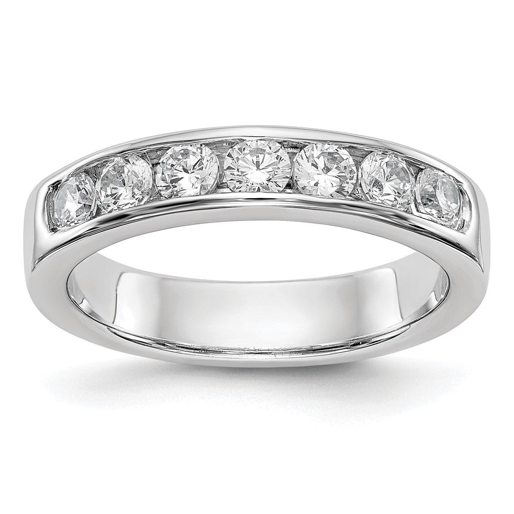 14K Weißgold Ehering mit 7 Diamanten in Kanalfassung, 0,721 ct Gesamtgewicht