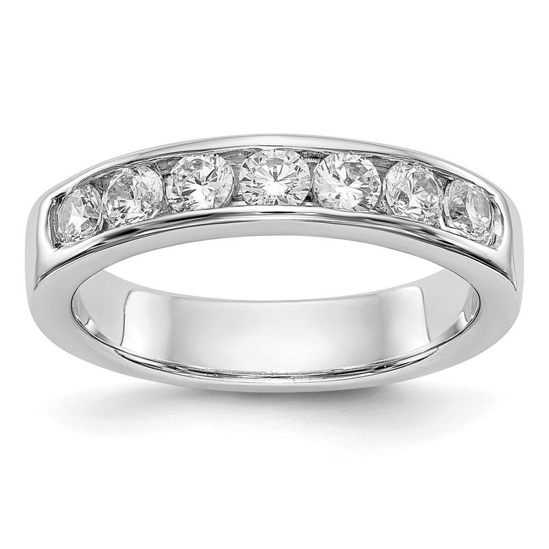 14K Weißgold Ehering mit 7 Diamanten in Kanalfassung