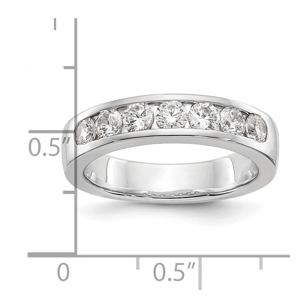 14K Weißgold Ring mit 7 Steinen und 1K rund geschliffenen Diamanten in Kanalfassung