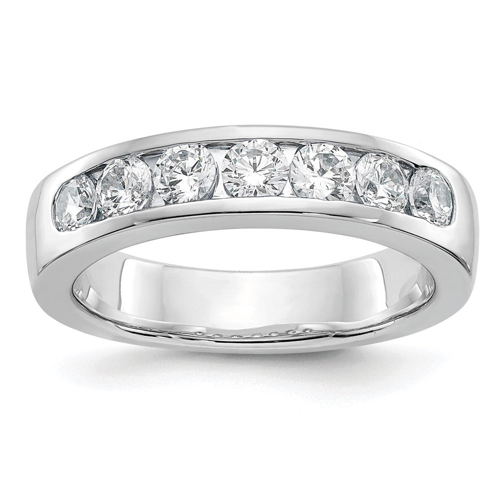14K Weißgold Ring mit 7 Steinen und 1K rund geschliffenen Diamanten in Kanalfassung