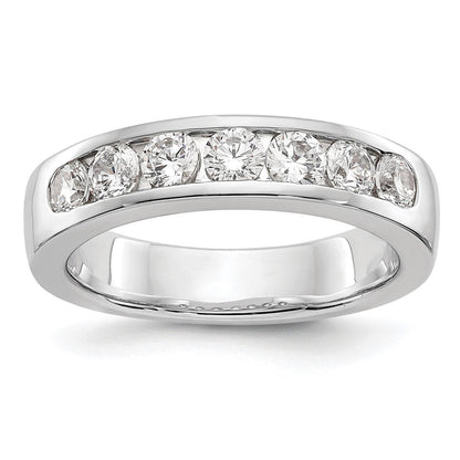 14K Weißgold 7-stone Echt Diamant Kanalfassung Ring