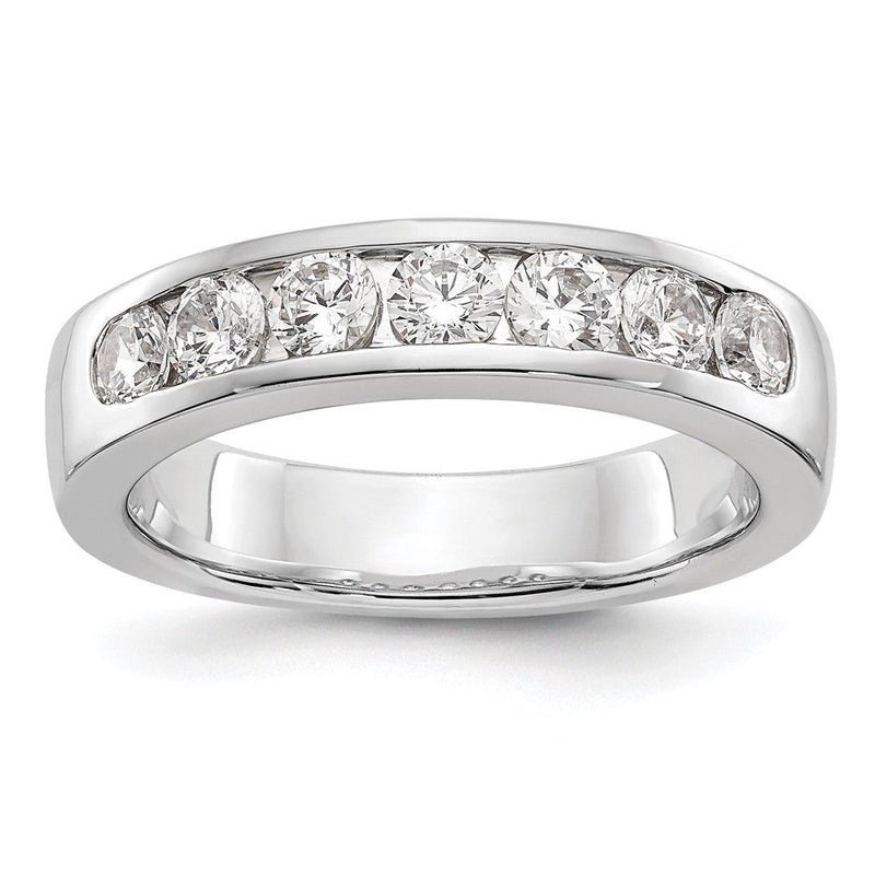 14K Weißgold Ehering mit 7 Diamanten in Kanalfassung