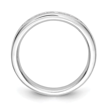 14K Weißgold Ring mit 7 Steinen und 0,25K runden Diamanten in Kanalfassung, komplett besetzt