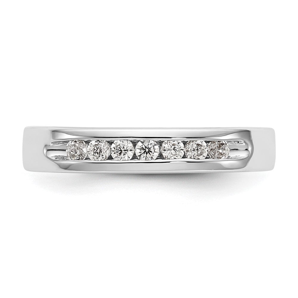 14K Weißgold Ring mit 7 Steinen und 0,25K runden Diamanten in Kanalfassung, komplett besetzt