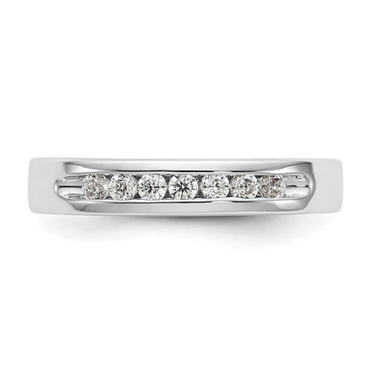 14K Weißgold Ring mit 7 Steinen und 0,25K runden Diamanten in Kanalfassung, komplett besetzt