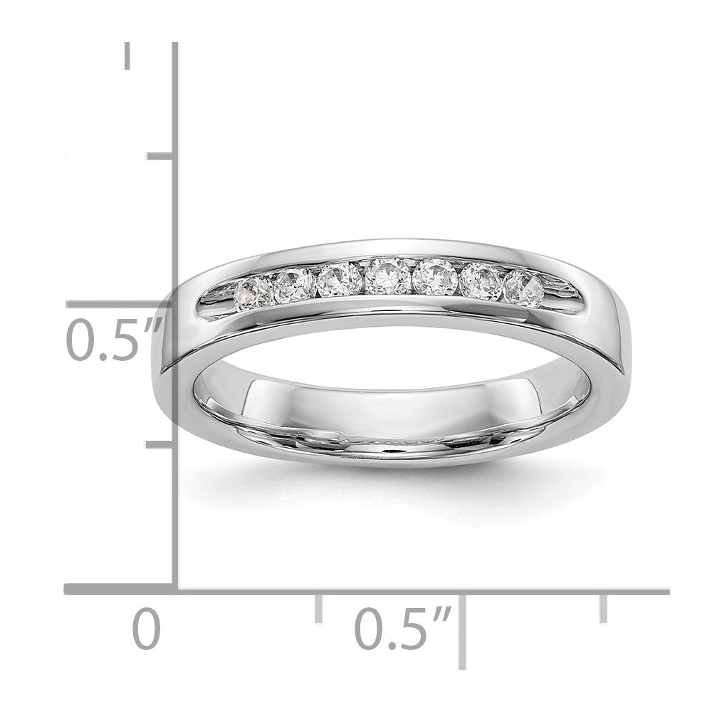 14K Weißgold Ehering mit 7 Diamanten in Kanalfassung