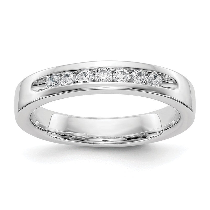 14K Weißgold Ehering mit 7 Diamanten in Kanalfassung