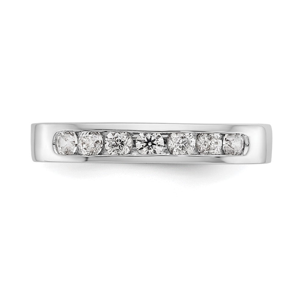 14K Weißgold Ehering mit 7 natürlichen Diamanten in Kanalfassung