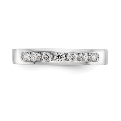 14K Weißgold Ehering mit 7 natürlichen Diamanten in Kanalfassung