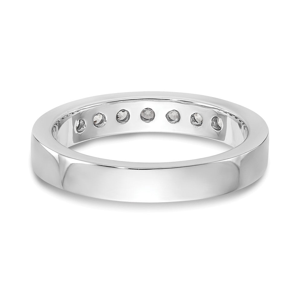 14K Weißgold Ehering mit 7 natürlichen Diamanten in Kanalfassung