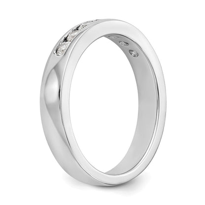 14K Weißgold Ehering mit 7 natürlichen Diamanten in Kanalfassung