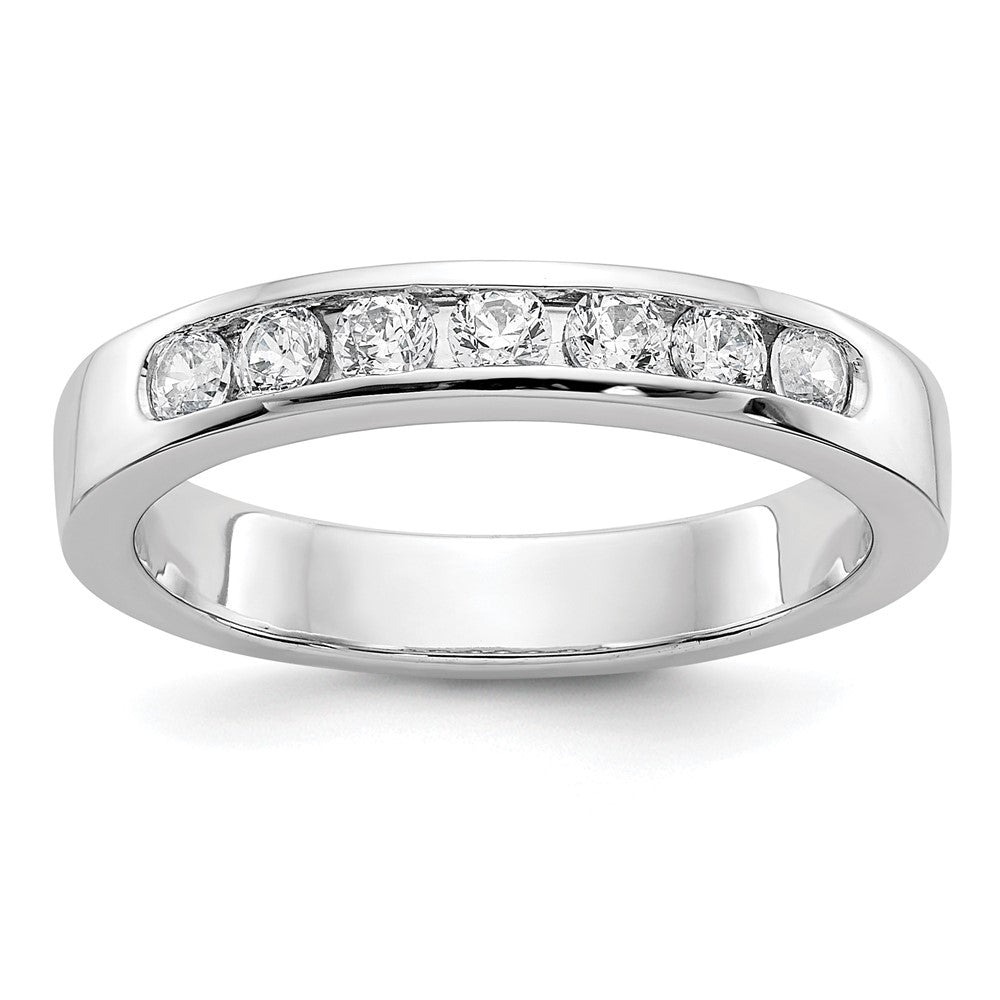 14K Weißgold Ehering mit 7 natürlichen Diamanten in Kanalfassung