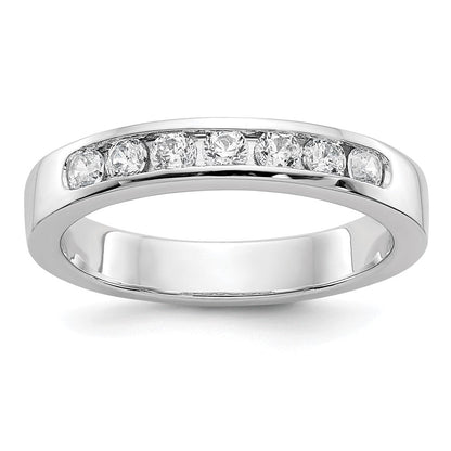 14K Weißgold Ehering mit 7 natürlichen Diamanten in Kanalfassung