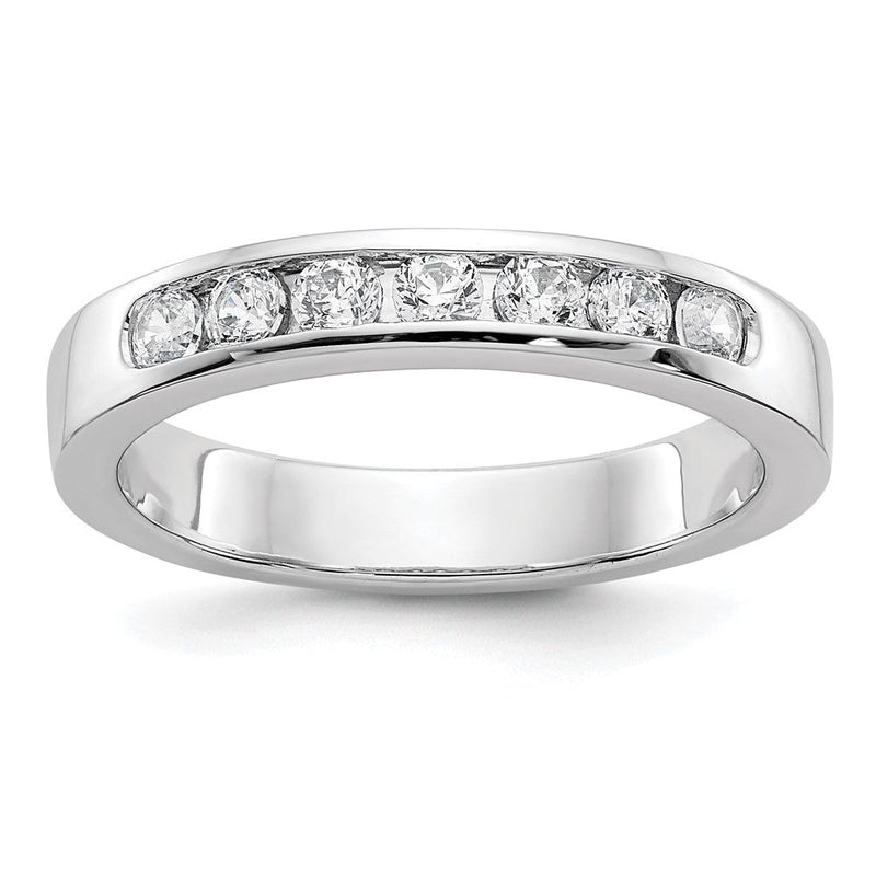 14K Weißgold Ehering mit 7 natürlichen Diamanten in Kanalfassung