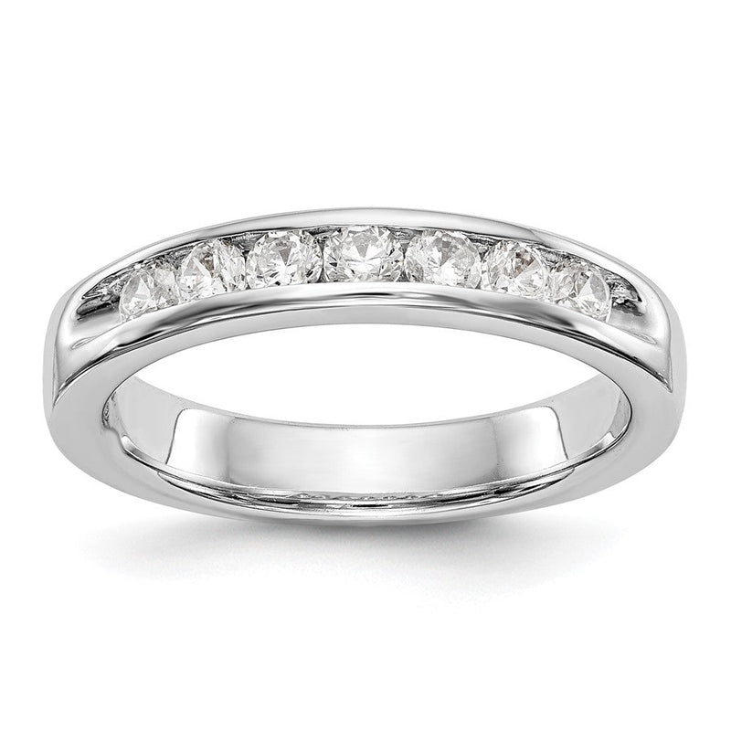 14K Weißgold Ehering mit 7 Diamanten in Kanalfassung, 0,49 ct. Gesamtgewicht