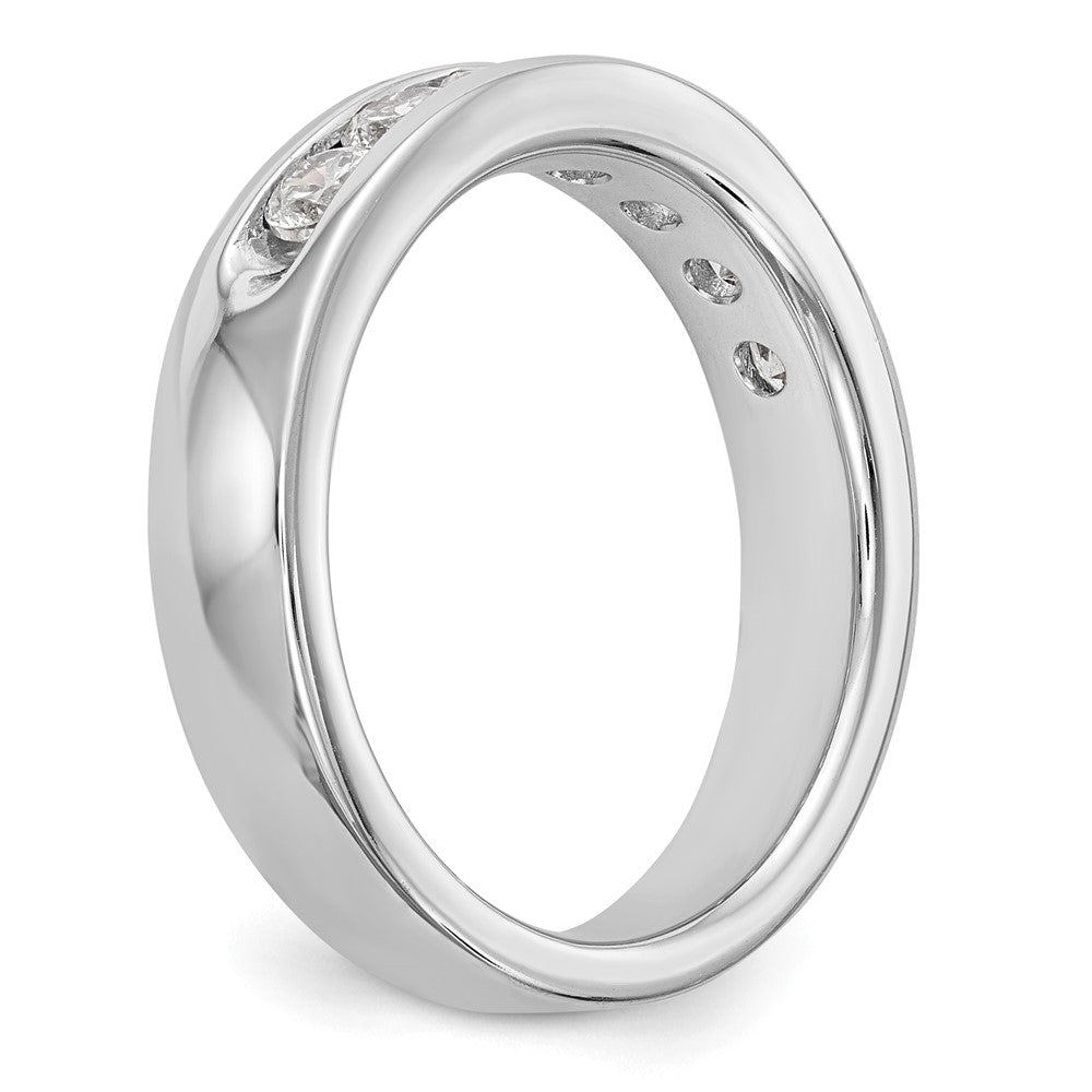14K Weißgold Ehering mit 7 Diamanten in Kanalfassung