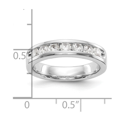 14K Weißgold Ehering mit 7 Diamanten in Kanalfassung