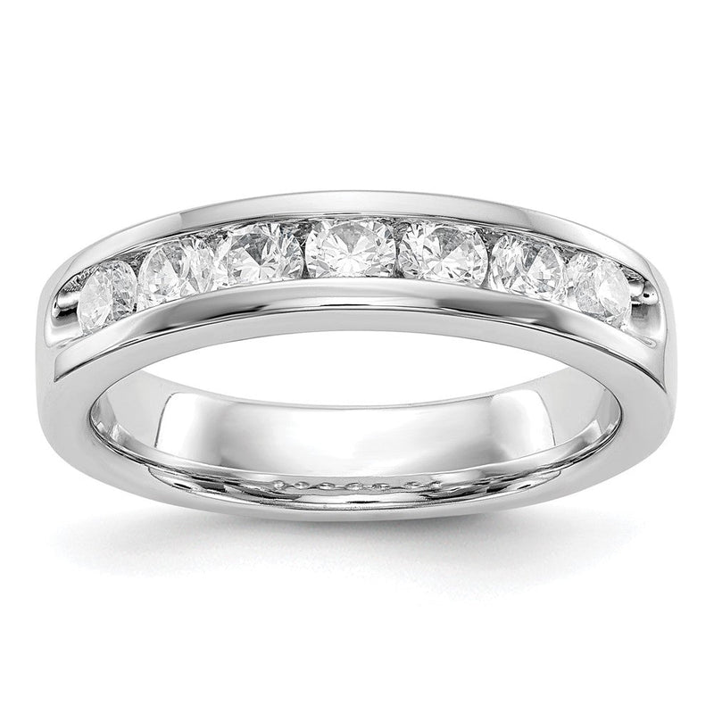 14K Weißgold Ehering mit 7 Diamanten in Kanalfassung