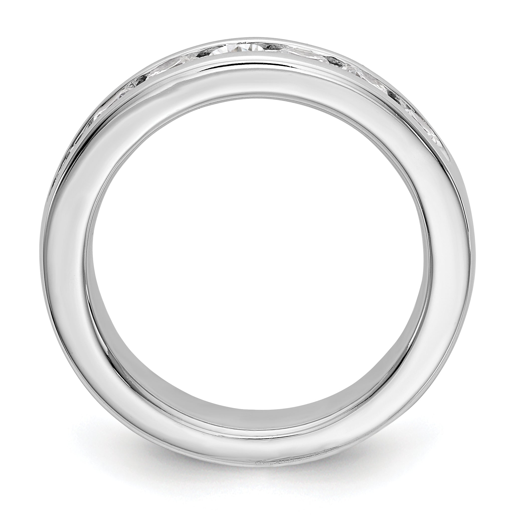 14K Weißgold 7 Stein 1 Karat Rund Diamant Komplett Kanalfassung Ring