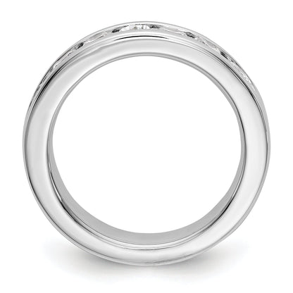 14K Weißgold 7 Stein 1 Karat Rund Diamant Komplett Kanalfassung Ring