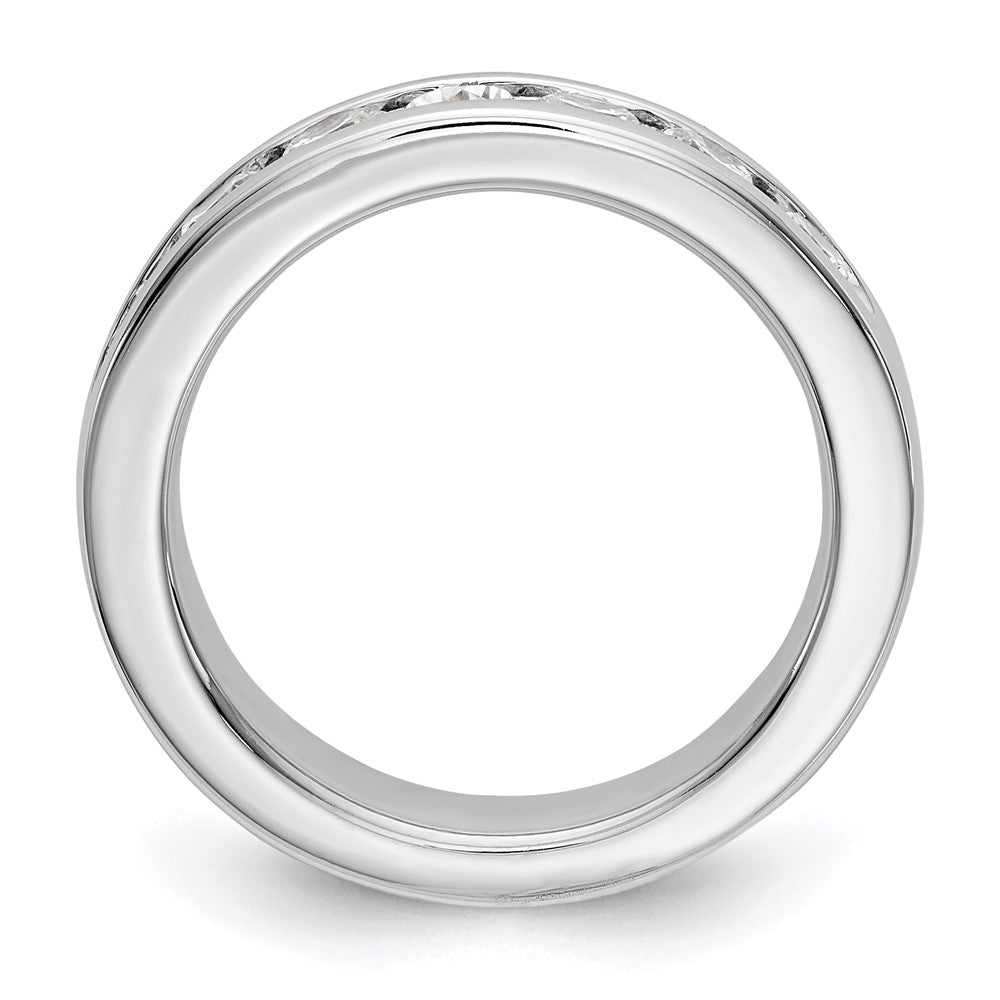 14K Weißgold Ring mit 7 Steinen, 1K rundem Diamant, vollständig in Kanalfassung