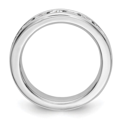 14K Weißgold Ehering mit 7 kanalgefassten natürlichen Diamanten