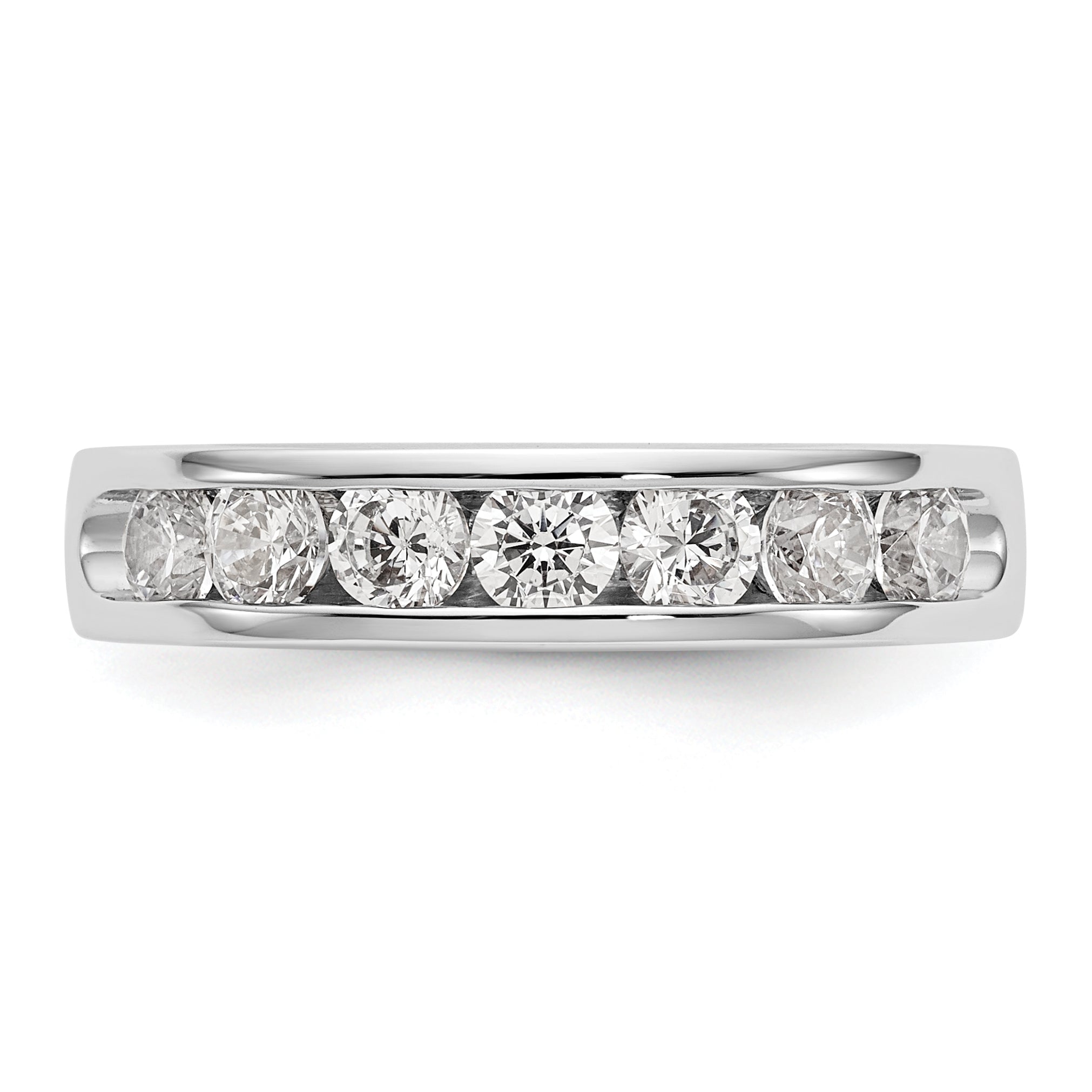 14K Weißgold 7 Stein 1 Karat Rund Diamant Komplett Kanalfassung Ring